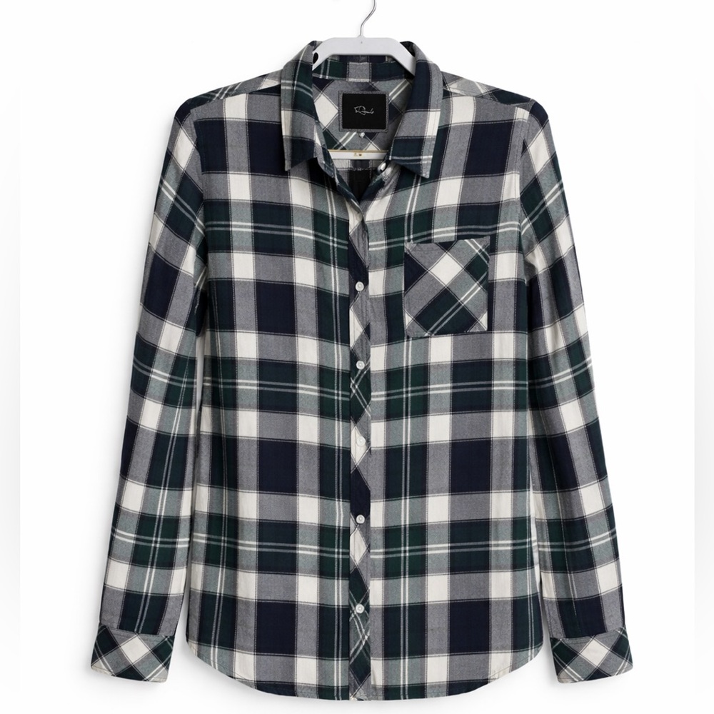 Rails Hunter Green Plaid Flannel Shirt Button Front Soft Rayon Blend Size M